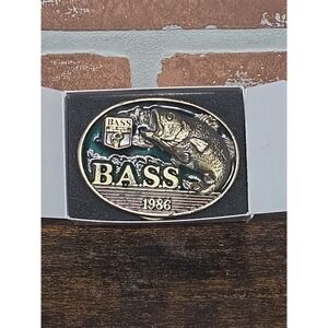 Vtg Bass Anglers Sportsman Society 1986 Fishing Fish  Belt‎ Buckle (2.5"X 2")